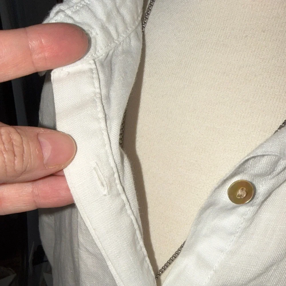 Tahari 100% Linen Classic White Button-Up Shirt - Picture 9 of 10